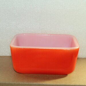 RARE!! Vtg 30s/40s McKee Square Red Milk Glass Refrigerator Storage Bowl no Lid